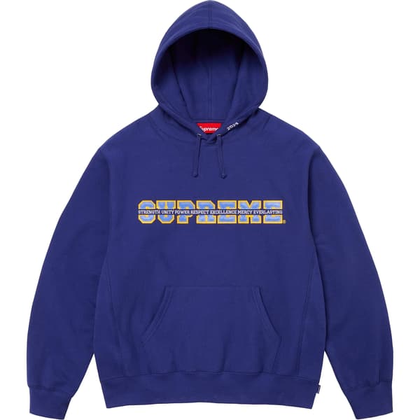 Supreme Collegiate Acronym Hooded Sweatshirt - Dark Royal (front)