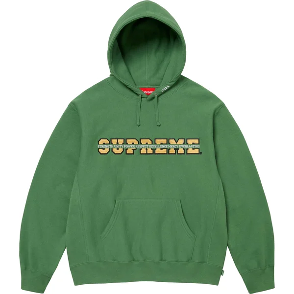 Supreme Collegiate Acronym Hooded Sweatshirt - Dusty Green (front)
