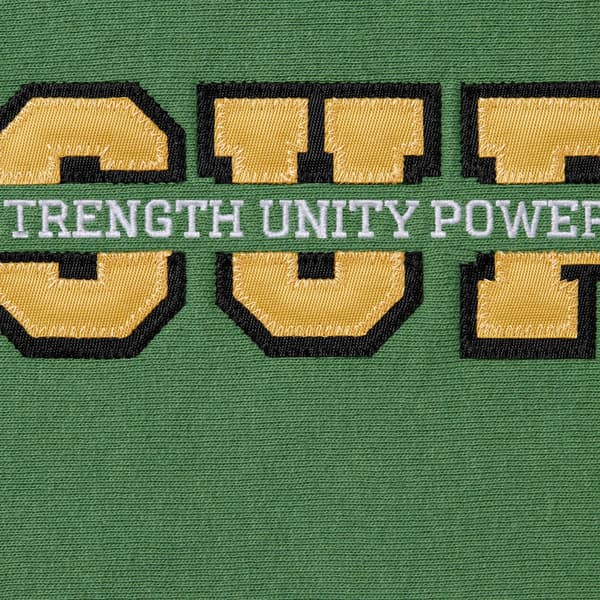 Supreme Collegiate Acronym Hooded Sweatshirt - Dusty Green (front)