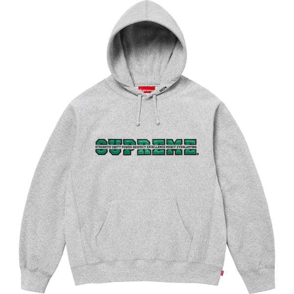 Supreme Collegiate Acronym Hooded Sweatshirt - Heather Grey (front)