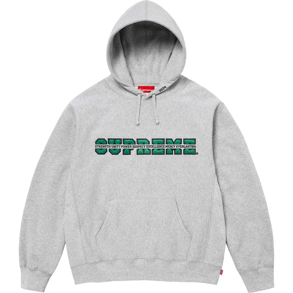 Supreme Collegiate Acronym Hooded Sweatshirt - Heather Grey (front)