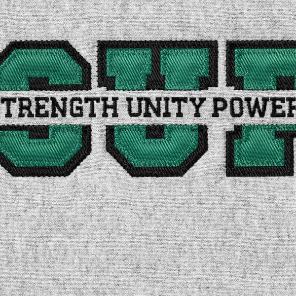 Supreme Collegiate Acronym Hooded Sweatshirt - Heather Grey (front)