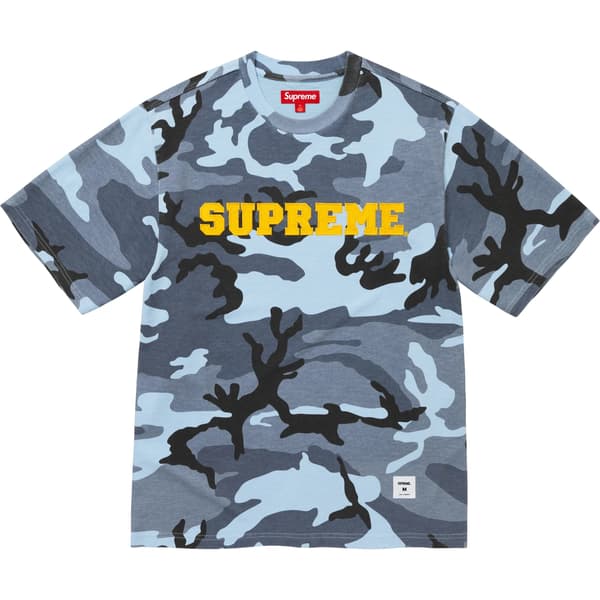 Supreme Collegiate Appliqué S/S Top - Blue Camo (front)