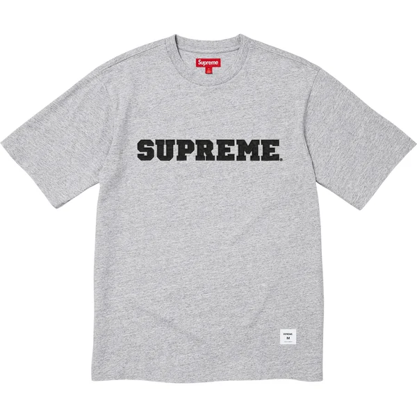 Supreme Collegiate Appliqué S/S Top - Heather Grey (front)