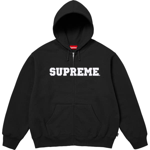 Supreme Collegiate Appliqué Zip Up Hooded Sweatshirt - Black (front)