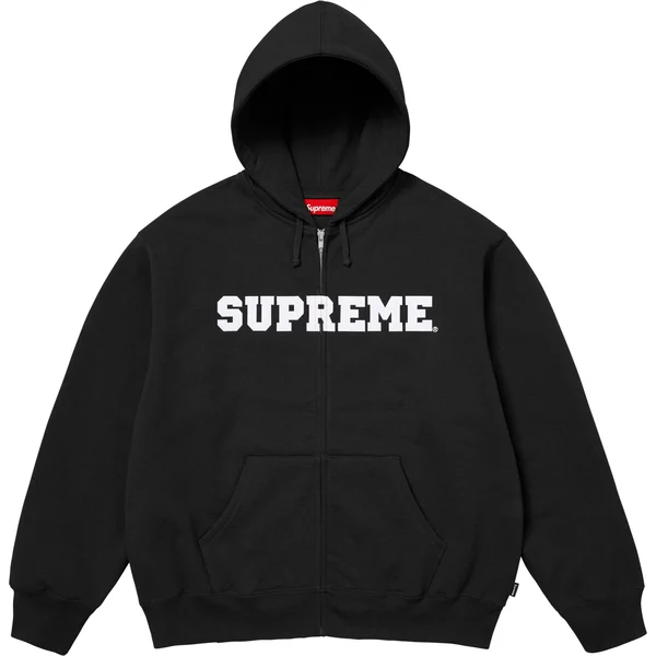 Supreme Collegiate Appliqué Zip Up Hooded Sweatshirt - Black (front)