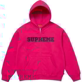 Supreme Collegiate Appliqué Zip Up Hooded Sweatshirt Fuchsia