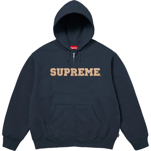Supreme Collegiate Appliqué Zip Up Hooded Sweatshirt - Navy (front)