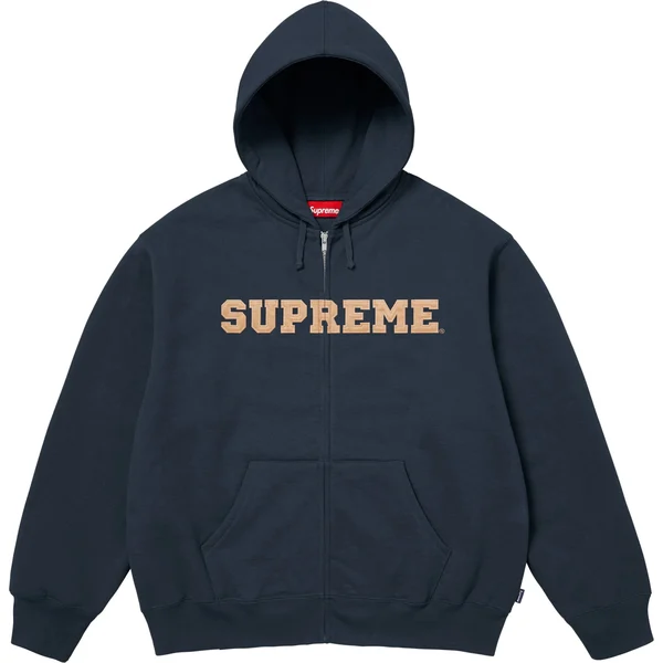 Supreme Collegiate Appliqué Zip Up Hooded Sweatshirt - Navy (front)