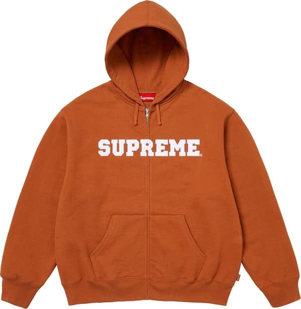 Supreme Collegiate Appliqué Zip Up Hooded Sweatshirt - Rust (front)