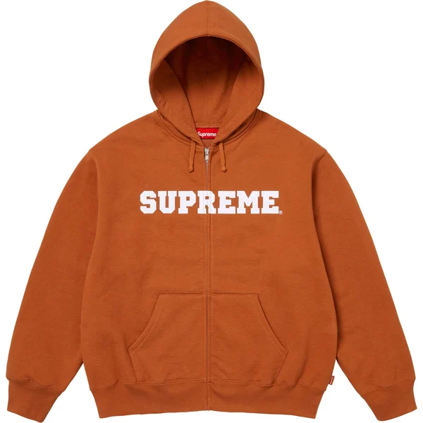 Supreme Collegiate Appliqué Zip Up Hooded Sweatshirt - Rust (front)