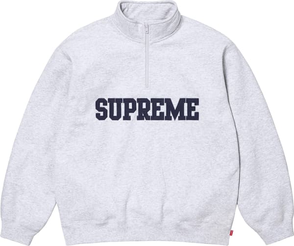 Supreme Collegiate Half Zip Pullover - Ash Grey (front)