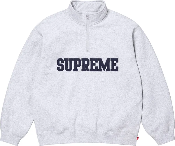 Supreme Collegiate Half Zip Pullover - Ash Grey (front)
