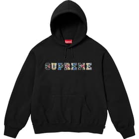 Supreme Collegiate Patchwork Leather Hooded Sweatshirt Black