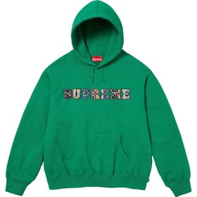 Supreme Collegiate Patchwork Leather Hooded Sweatshirt Green