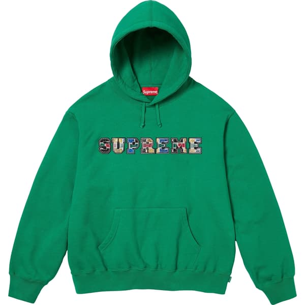 Supreme Collegiate Patchwork Leather Hooded Sweatshirt - Green (front)