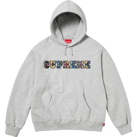 Supreme Collegiate Patchwork Leather Hooded Sweatshirt Heather Grey