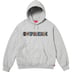 Supreme Collegiate Patchwork Leather Hooded Sweatshirt - Heather Grey (front)