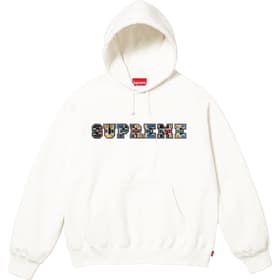 Supreme Collegiate Patchwork Leather Hooded Sweatshirt White