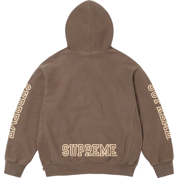 Supreme Collegiate Sleeve Hooded Sweatshirt - Olive Brown (front)