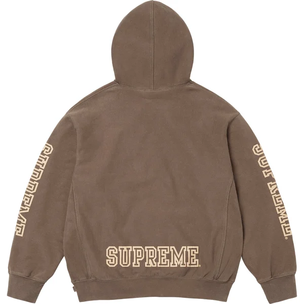 Supreme Collegiate Sleeve Hooded Sweatshirt - Olive Brown (front)