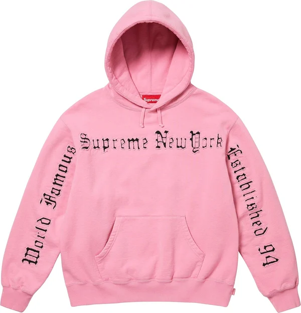 Supreme Contrast Cutout Hooded Sweatshirt - Pink (front)