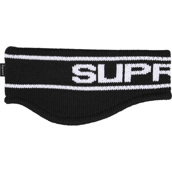 Supreme Contrast Logo Headband - Black (front)