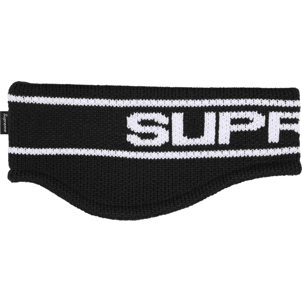 Supreme Contrast Logo Headband - Black (front)