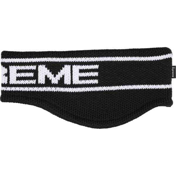 Supreme Contrast Logo Headband - Black (front)