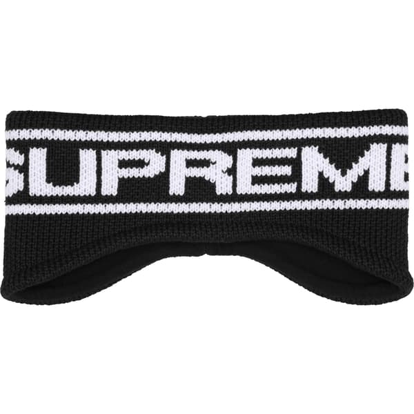 Supreme Contrast Logo Headband - Black (front)