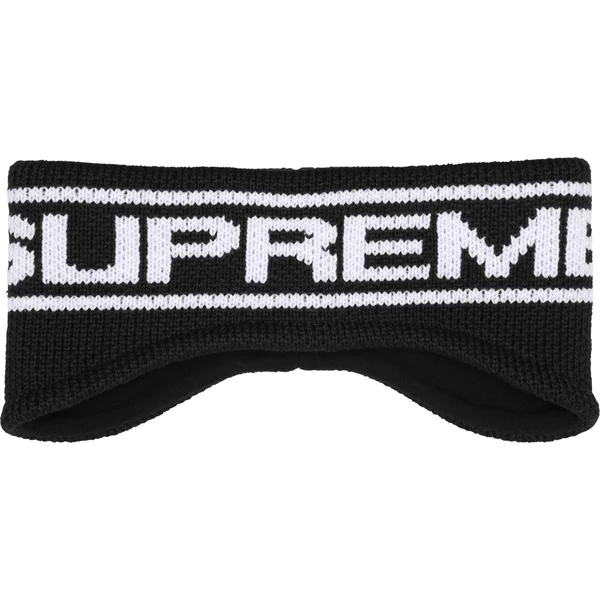 Supreme Contrast Logo Headband - Black (front)