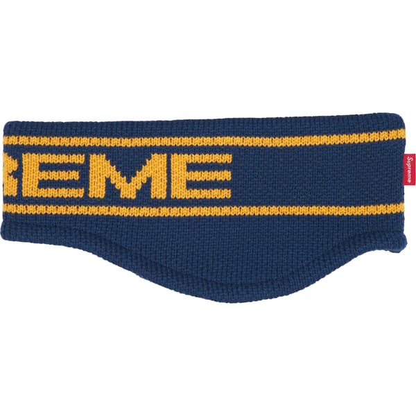 Supreme Contrast Logo Headband - Navy (front)