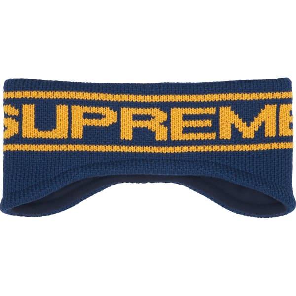 Supreme Contrast Logo Headband - Navy (front)