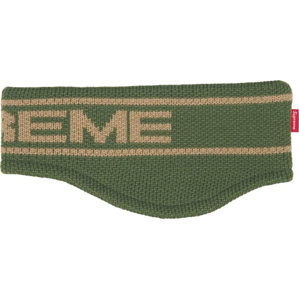 Supreme Contrast Logo Headband - Olive (front)