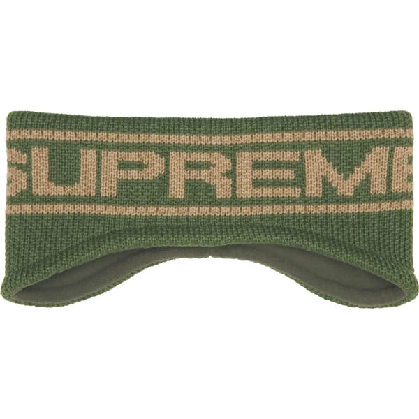 Supreme Contrast Logo Headband - Olive (front)