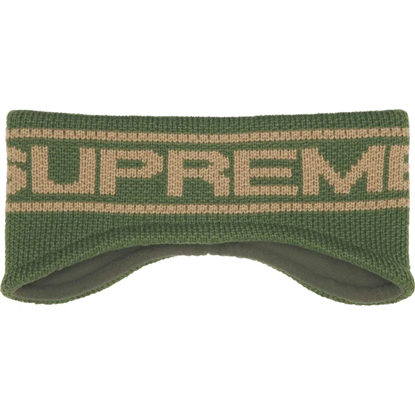 Supreme Contrast Logo Headband - Olive (front)
