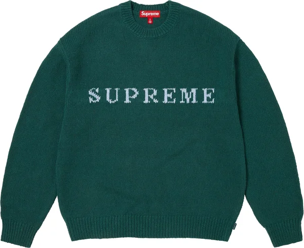 Supreme Contrast Logo Sweater - Pine (front)