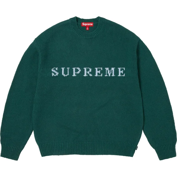 Supreme Contrast Logo Sweater - Pine (front)