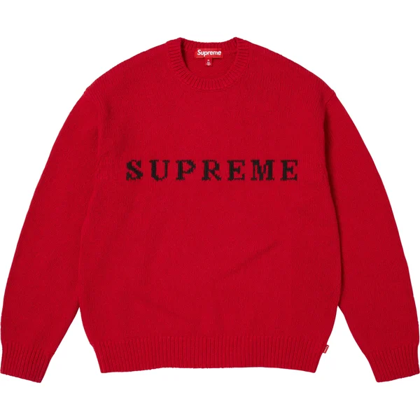 Supreme Contrast Logo Sweater - Red (front)