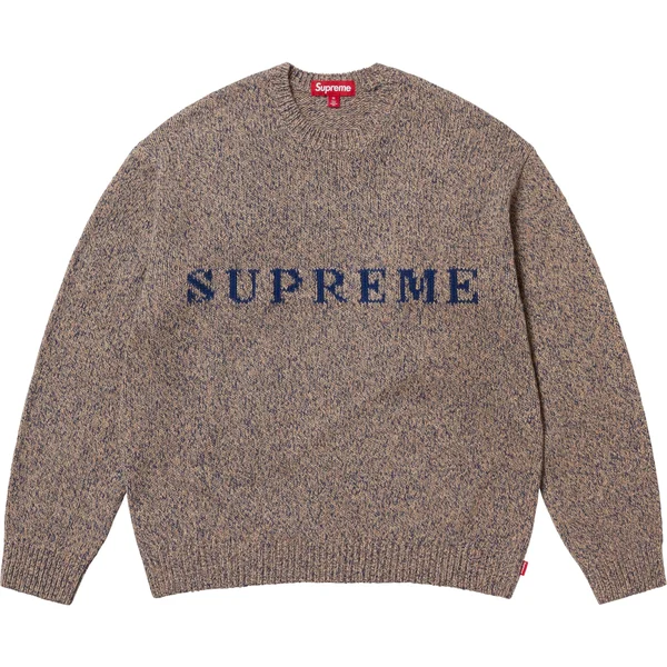 Supreme Contrast Logo Sweater - Taupe Mélange (front)