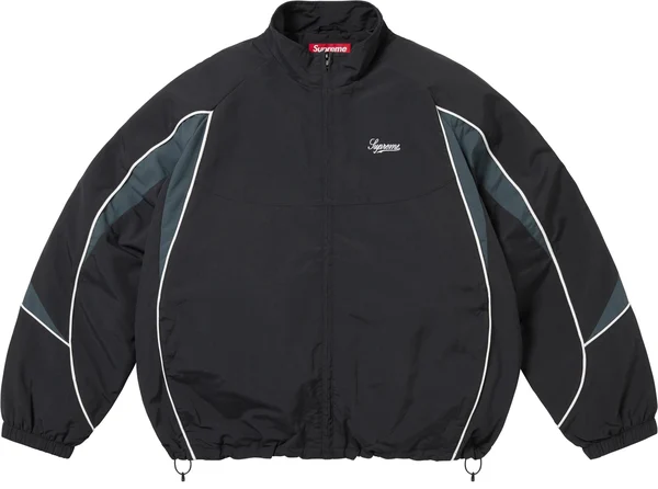 Supreme Contrast Piping Track Jacket - Black (front)