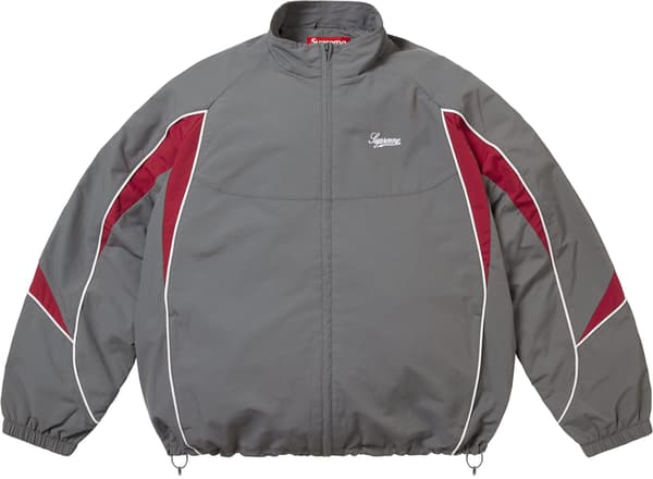 Supreme Contrast Piping Track Jacket - Grey (front)