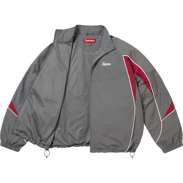 Supreme Contrast Piping Track Jacket - Grey (front)