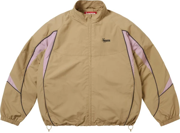 Supreme Contrast Piping Track Jacket - Tan (front)