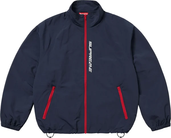 Supreme Contrast Zip Track Jacket - Navy (front)