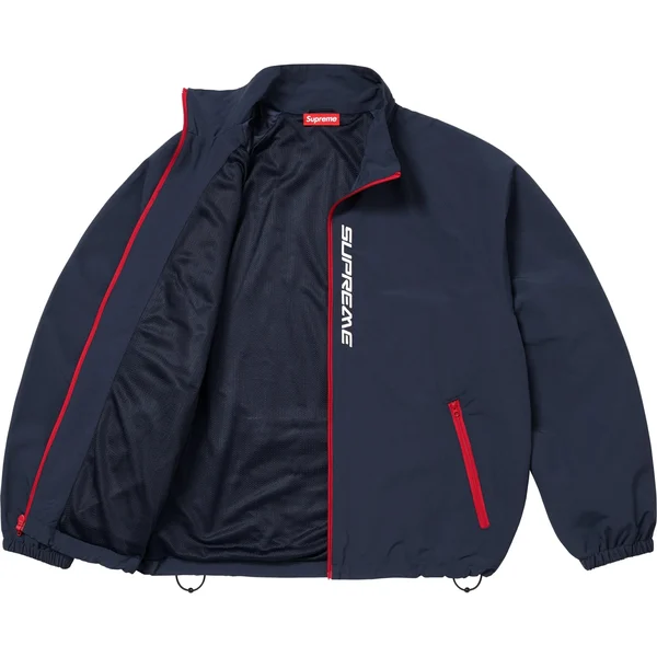 Supreme Contrast Zip Track Jacket - Navy (front)