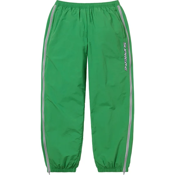 Supreme Contrast Zip Warm Up Pant - Green (front)