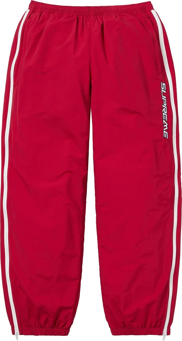 Supreme Contrast Zip Warm Up Pant - Red (front)