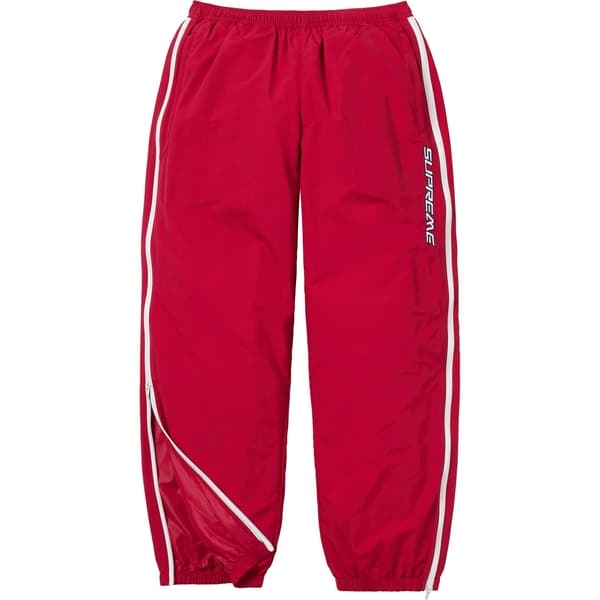 Supreme Contrast Zip Warm Up Pant - Red (front)