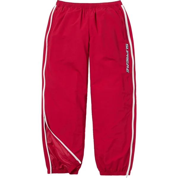 Supreme Contrast Zip Warm Up Pant - Red (front)